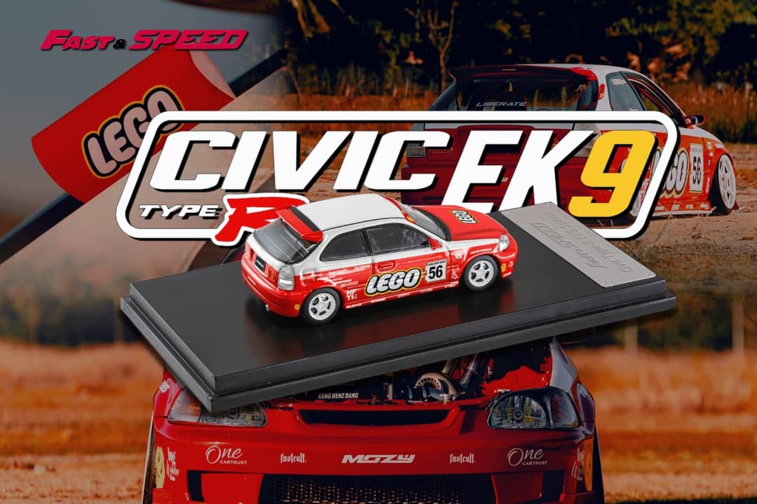 Fast Speed 1/64 Civic Type-R EK9 Spoon Modified Red Lego 56# Livery(Red-Carbon Hood)