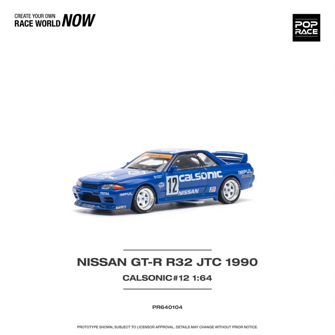 [ETA:  Jan 2025 ] Pop Race 1/64 NISSAN SKYLINE GT-R R32 JTC 1990 CALSONIC #12