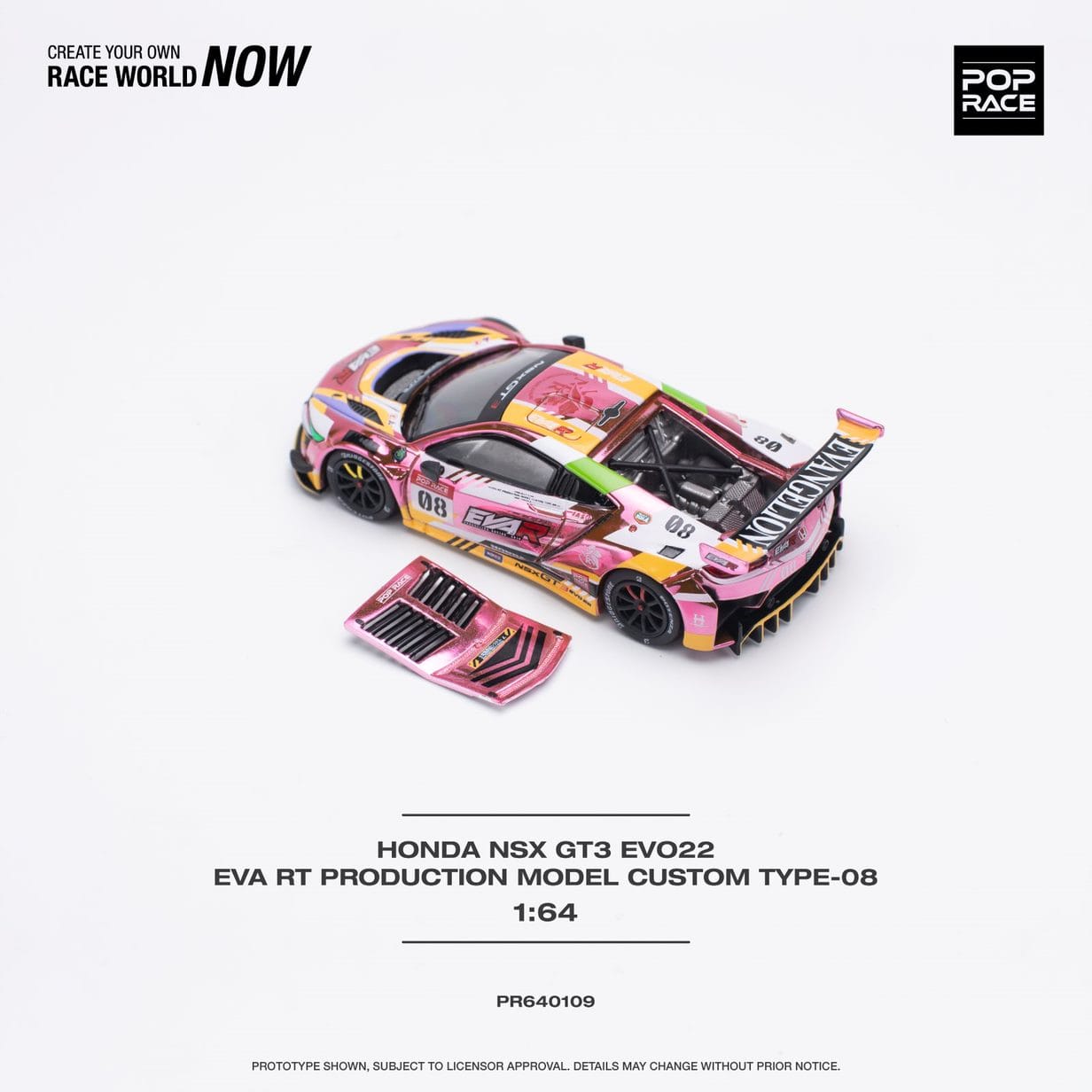 Pop Race 1/64 HONDA NSX GT3 EVO22 EVA RT PRODUCTION MODEL CUSTOM TYPE-08