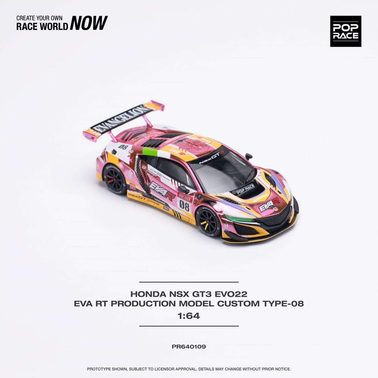 Pop Race 1/64 HONDA NSX GT3 EVO22 EVA RT PRODUCTION MODEL CUSTOM TYPE-08