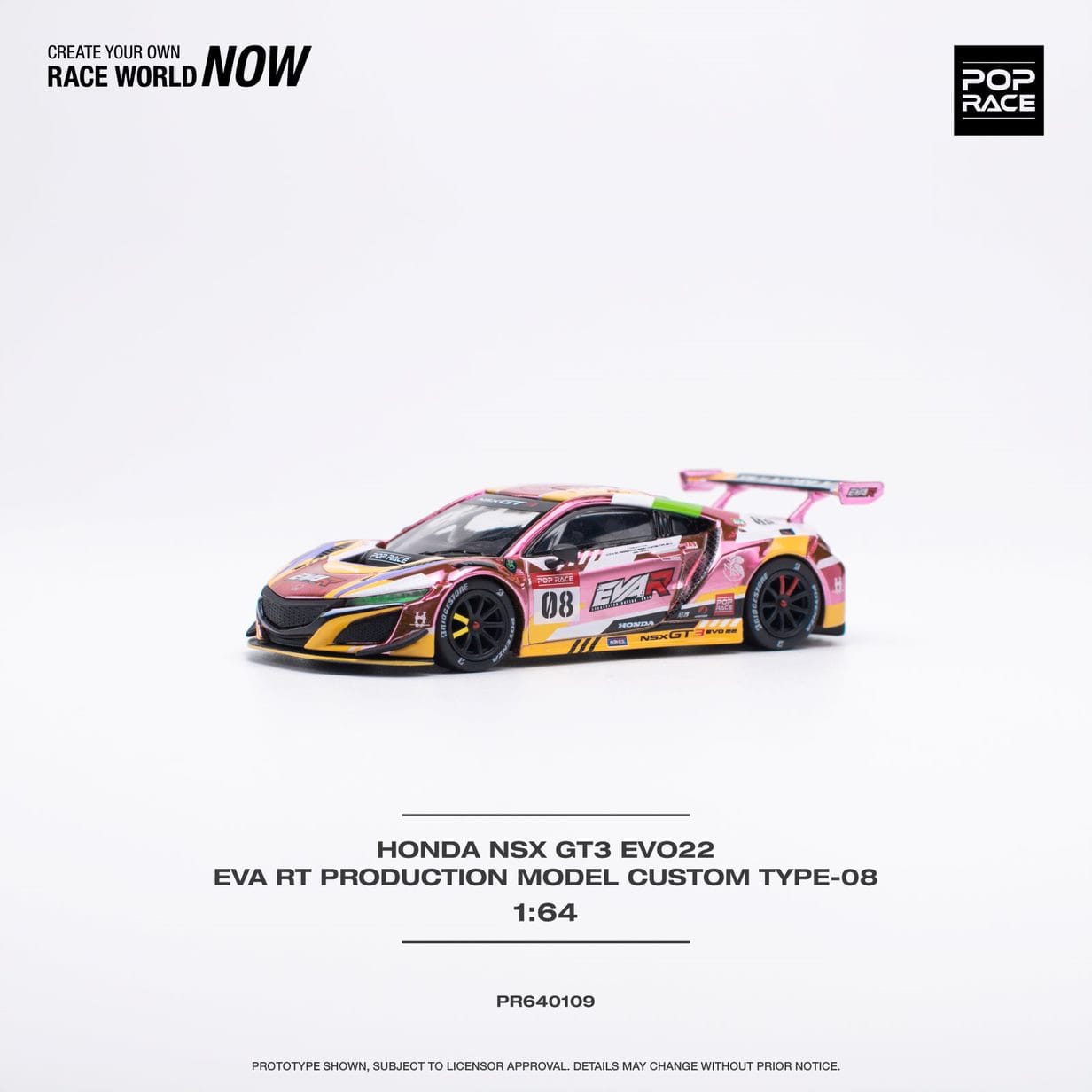 Pop Race 1/64 HONDA NSX GT3 EVO22 EVA RT PRODUCTION MODEL CUSTOM TYPE-08