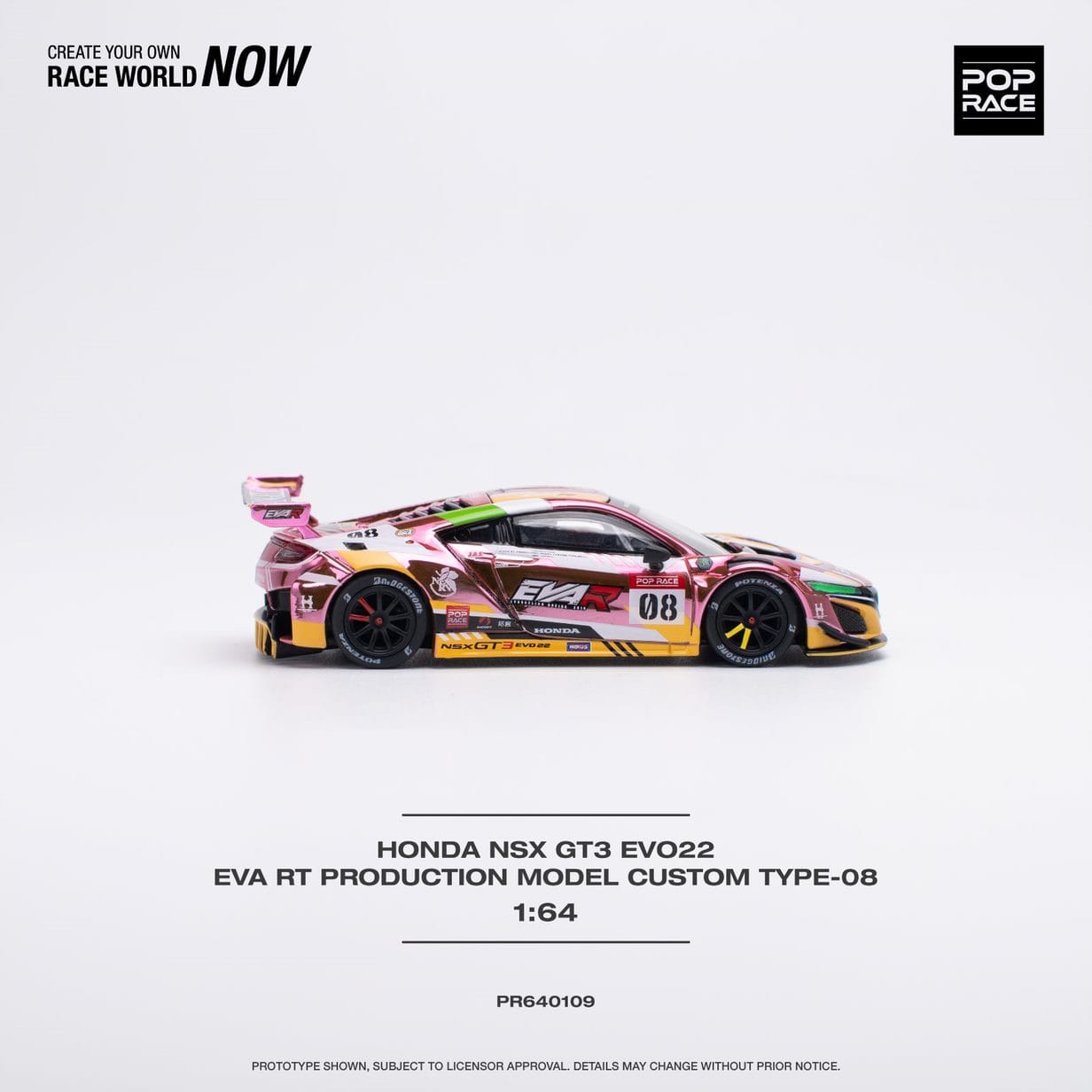 Pop Race 1/64 HONDA NSX GT3 EVO22 EVA RT PRODUCTION MODEL CUSTOM TYPE-08