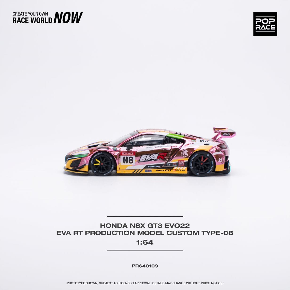 Pop Race 1/64 HONDA NSX GT3 EVO22 EVA RT PRODUCTION MODEL CUSTOM TYPE-08