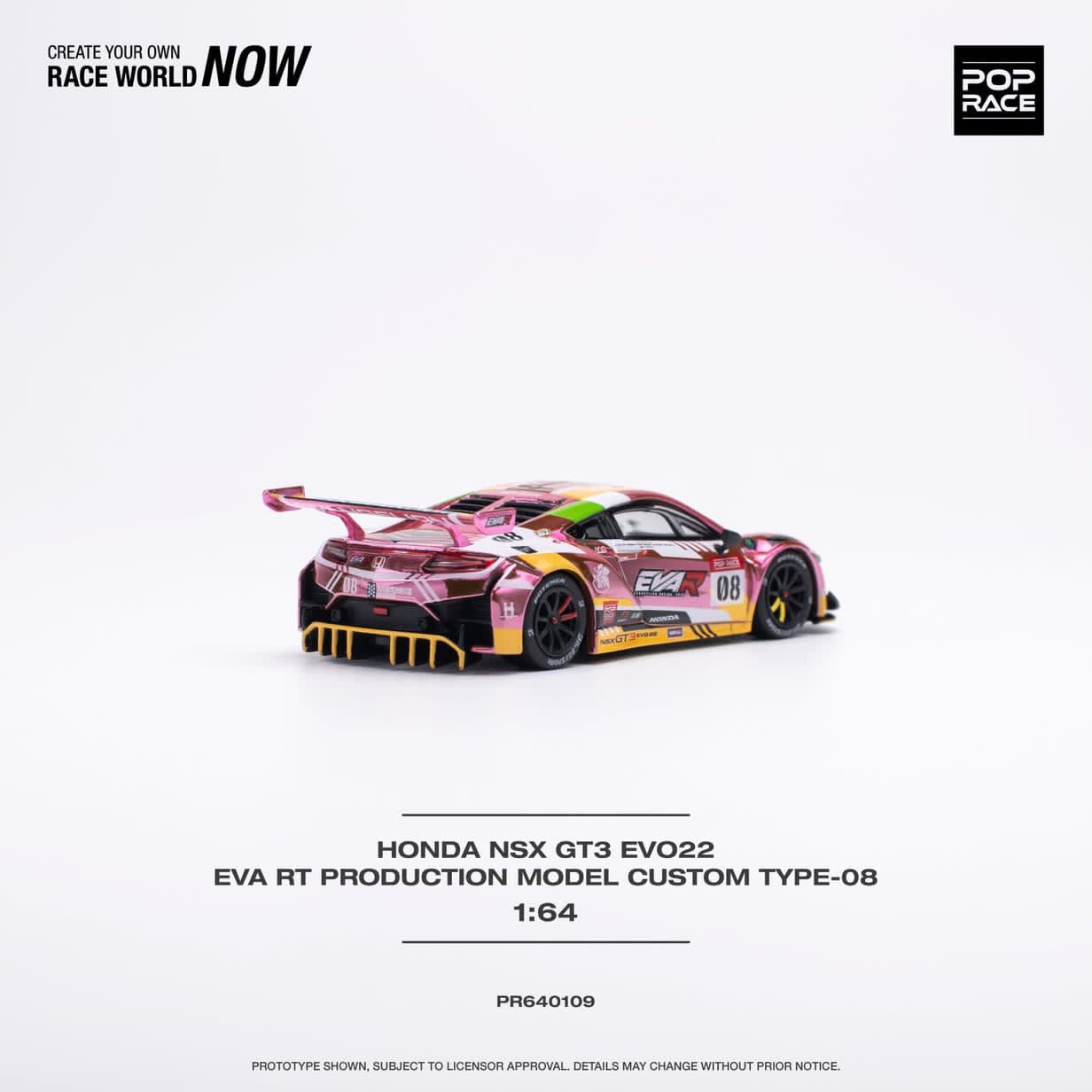 Pop Race 1/64 HONDA NSX GT3 EVO22 EVA RT PRODUCTION MODEL CUSTOM TYPE-08