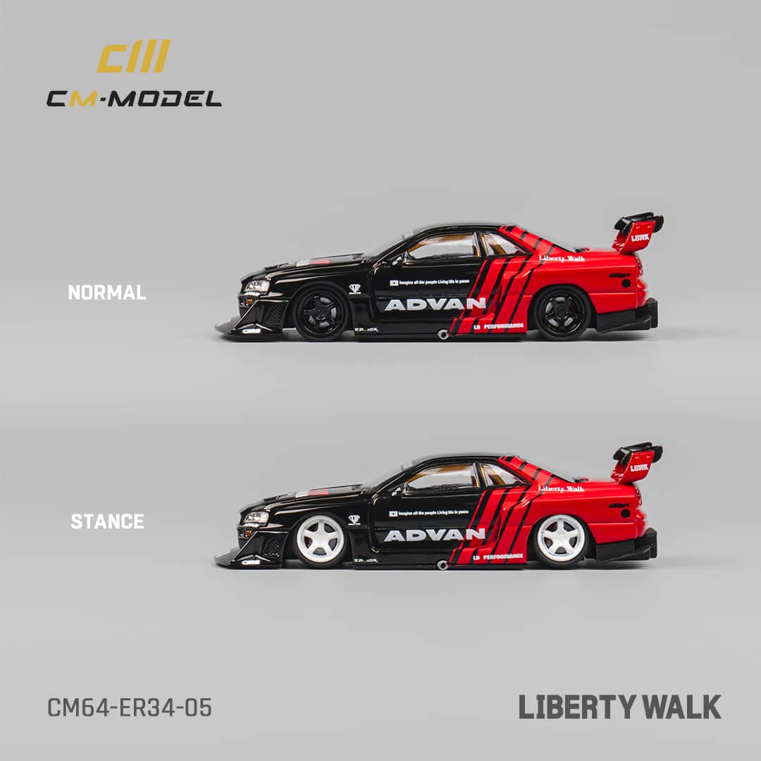 CM Model 1/64 Nissan LBWK Skyline GT-R R34, Super Silhouette ER34- Advan Livery