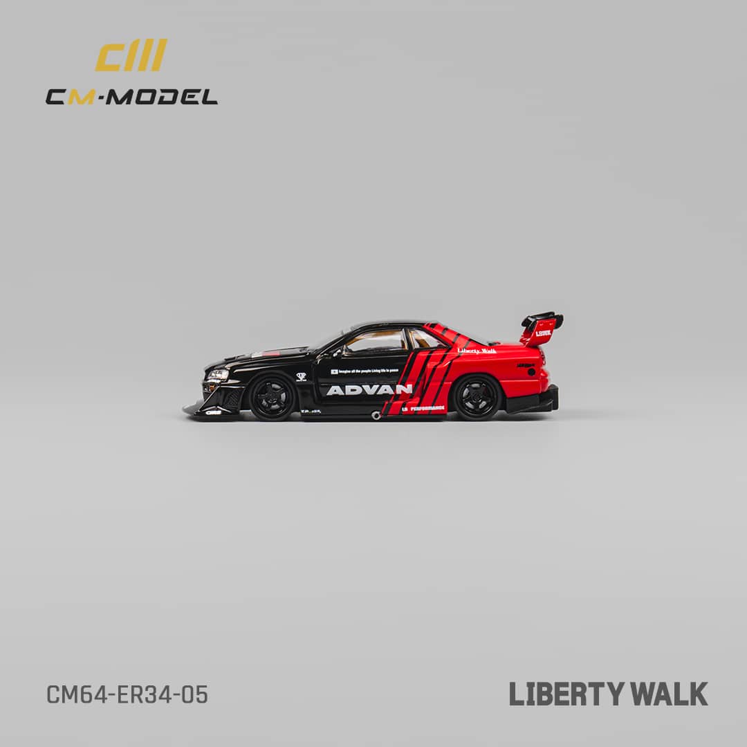 CM Model 1/64 Nissan LBWK Skyline GT-R R34, Super Silhouette ER34- Advan Livery