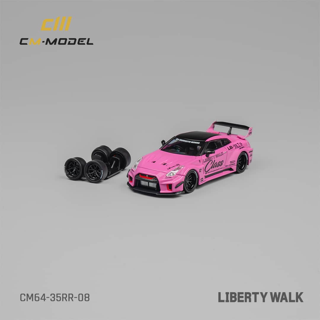 CM Model 1/64 Nissan LBWK GT-R R35 Super Silhouette 35GT-RR 3.0 Pink with Stripe