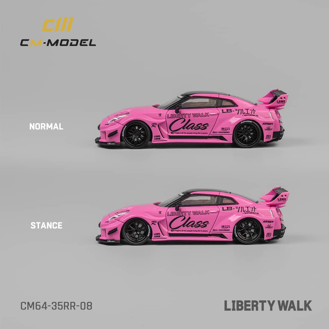 CM Model 1/64 Nissan LBWK GT-R R35 Super Silhouette 35GT-RR 3.0 Pink with Stripe