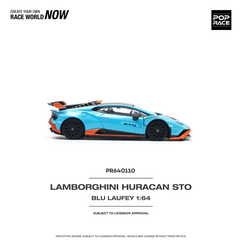Pop Race 1/64 Huracan STO Blue with Orange Stripe
