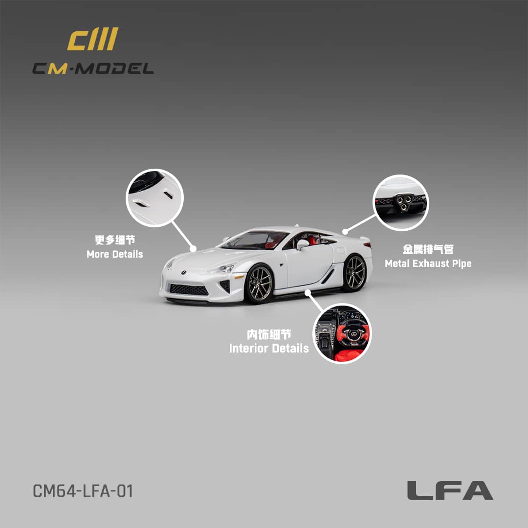 CM Model 1/64 Lexus LFA Pearl White