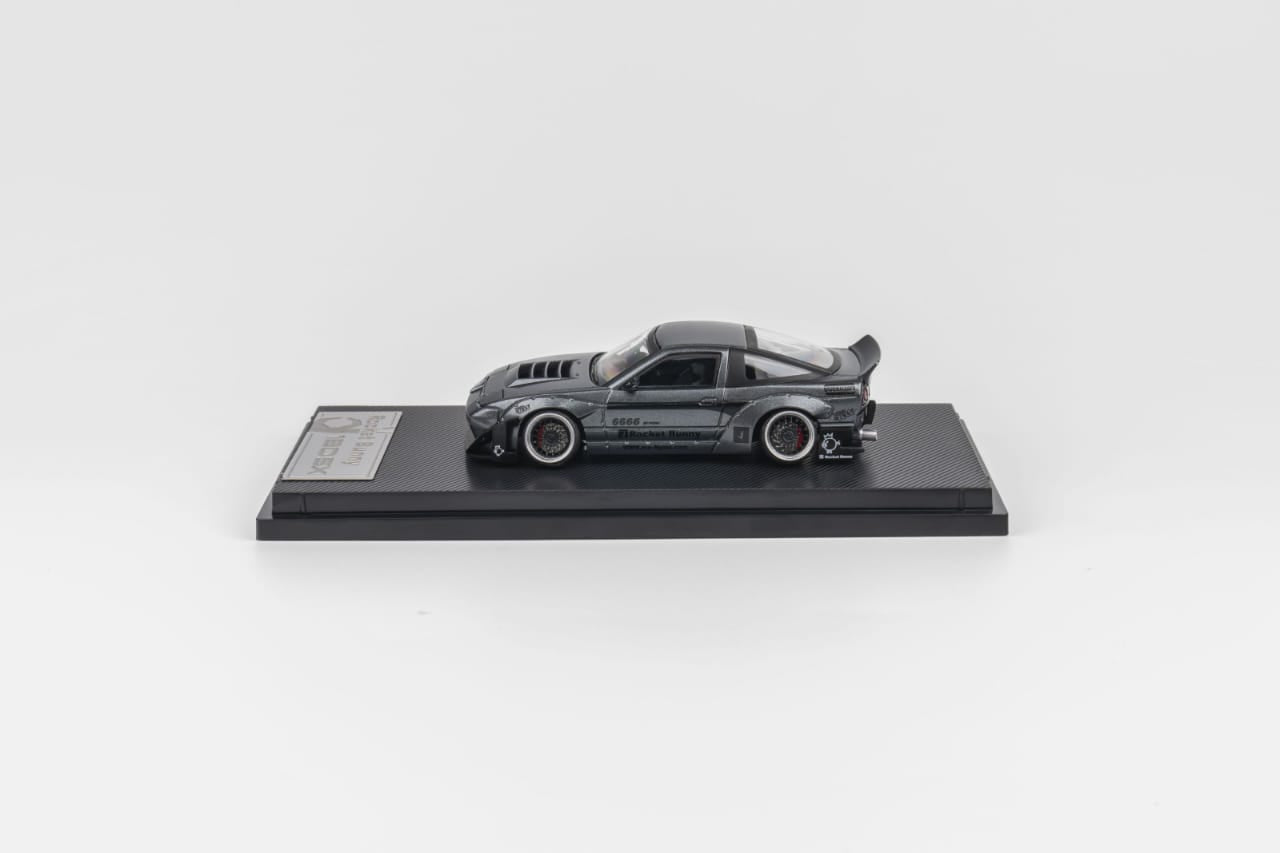 MicroTurbo 1/64 S13 Silvia 180SX Pandem Rocket Bunny Modified - Matte Grey (Retractable-Headlight, Visible Engine)