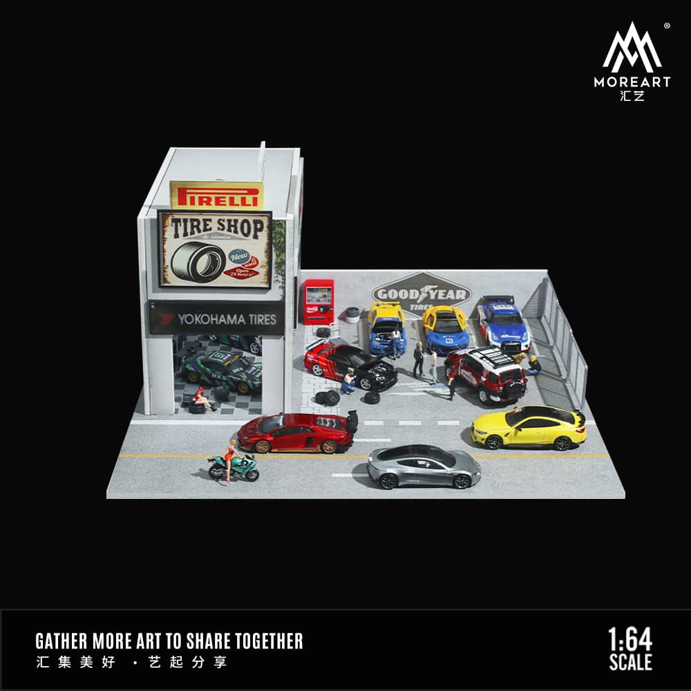MoreArt 1/64 Vintage Auto Repair Shop with LED Light