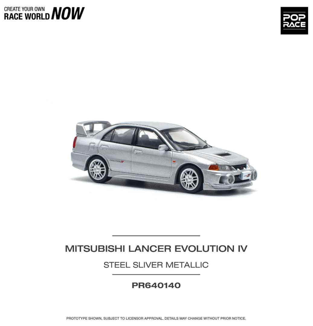 Pop Race 1/64 Mitsubishi Lancer Evolution IV Metallic Silver