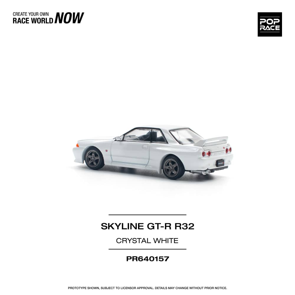 Pop Race 1/64 Nissan Skyline R32 GT-R Crystal White Color