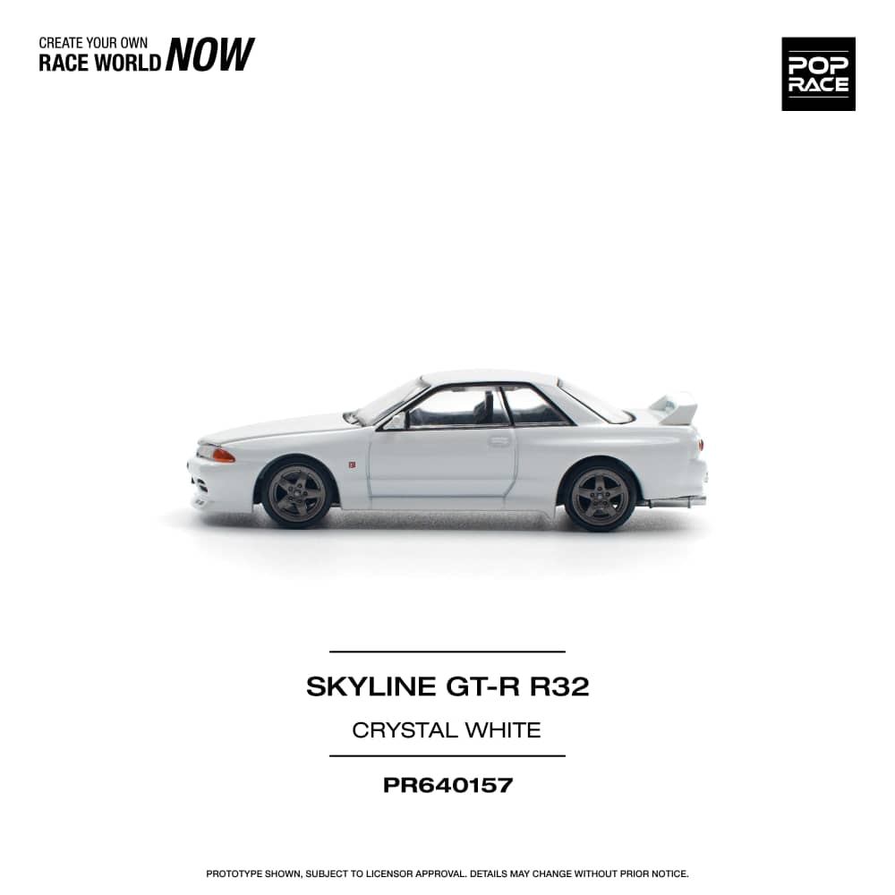 Pop Race 1/64 Nissan Skyline R32 GT-R Crystal White Color