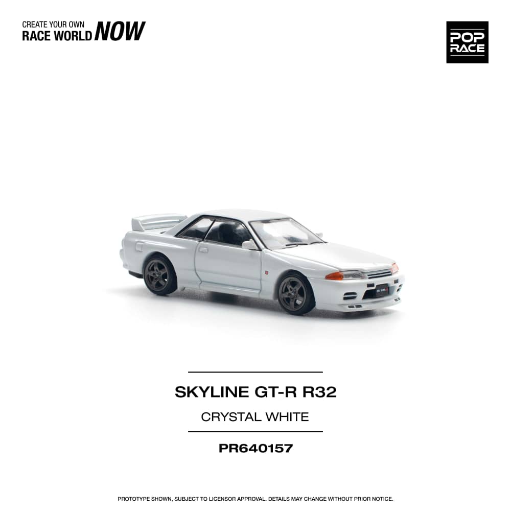 Pop Race 1/64 Nissan Skyline R32 GT-R Crystal White Color