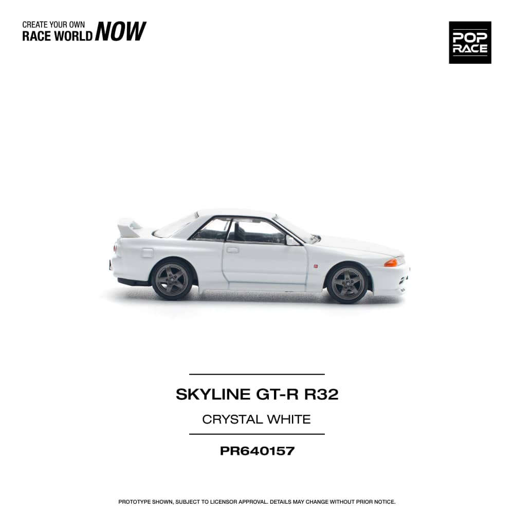 Pop Race 1/64 Nissan Skyline R32 GT-R Crystal White Color