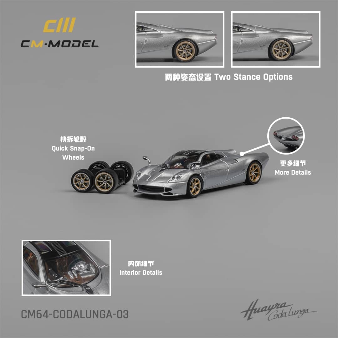 CM Model 1/64 Pagani Huayra Codalunga - Metallic Silver