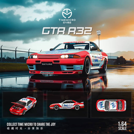 Time Micro 1/64 Skyline GT-R R32 White Red UJ 1#