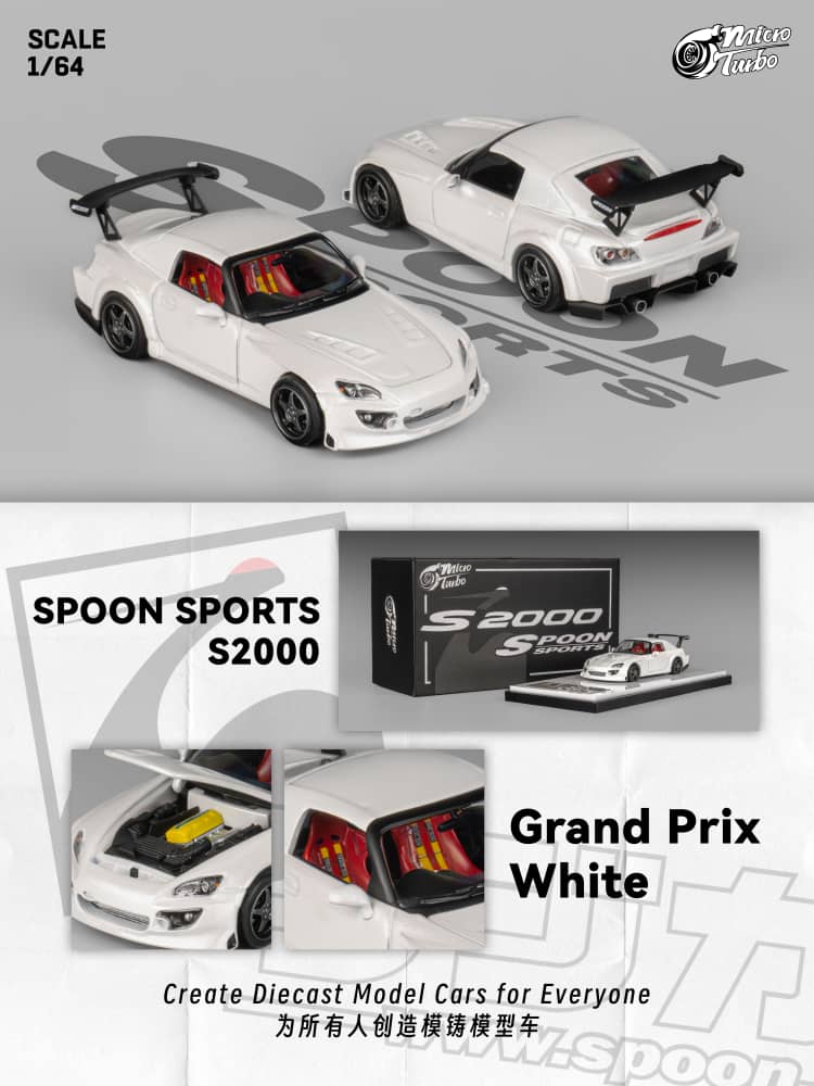 MicroTurbo 1/64 S2000 AP1 Spoon Modified Metallic White
