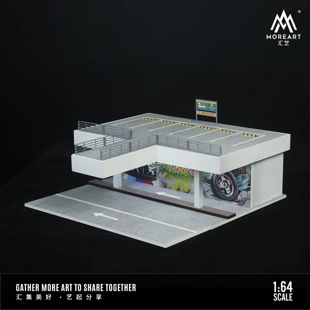 MoreArt 1/64 Elevated Car Park Above Highway with Billboard Backdrop (with LED Light)