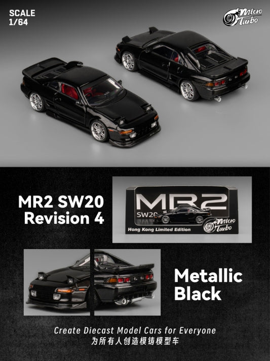 MicroTurbo 1/64 MR2 SW20 Metallic Black丨Retractable-Headlights