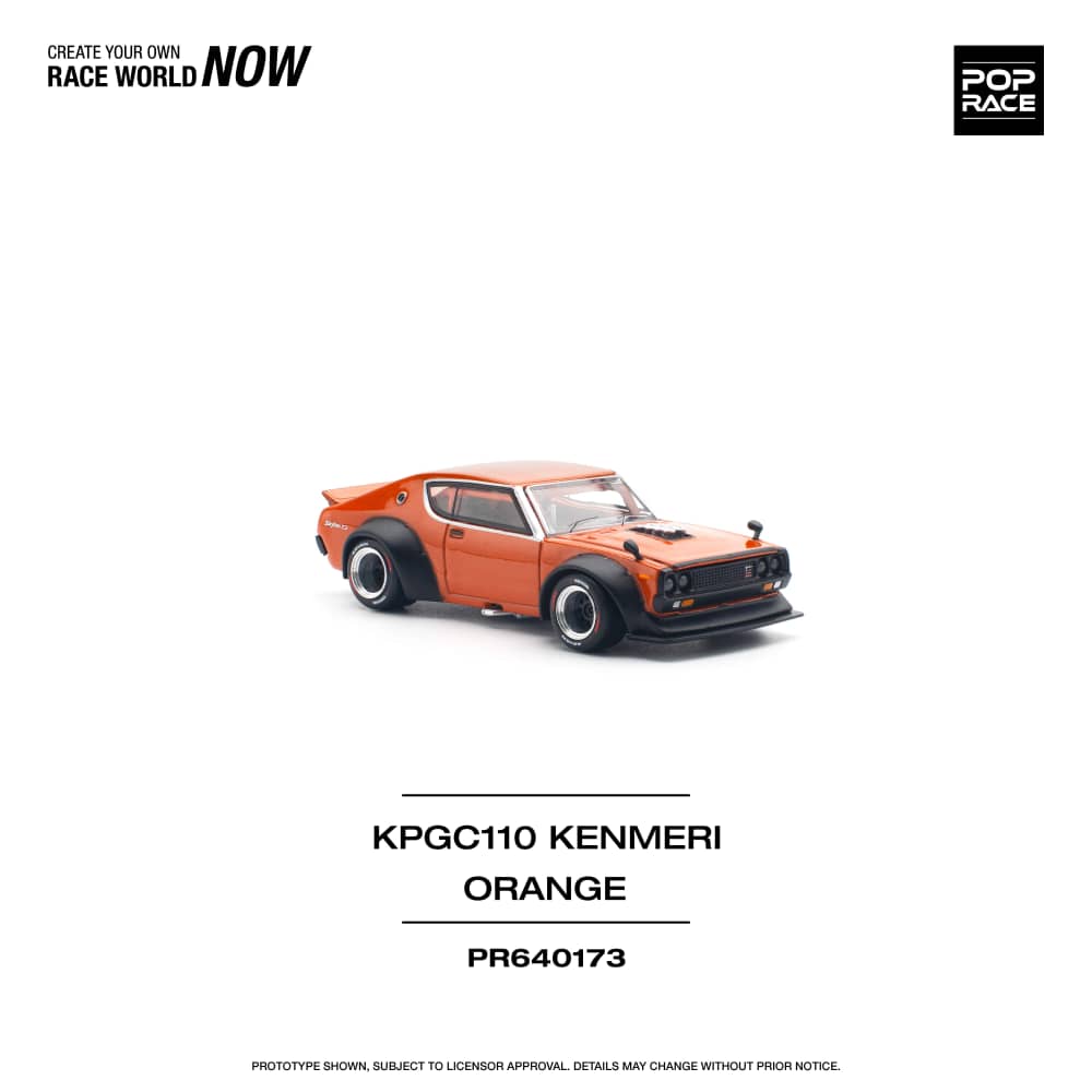 Pop Race 1/64 Skyline GT-R KPGC10 Kenmeri V8 Drift Modified Orange Color
