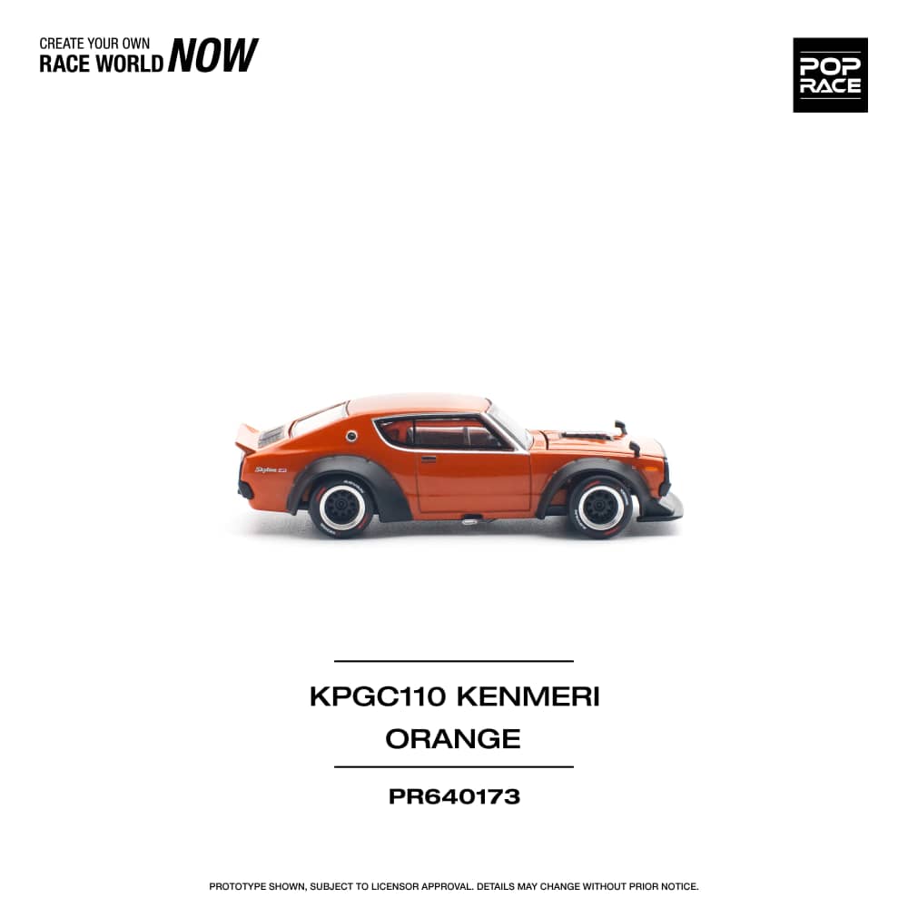 Pop Race 1/64 Skyline GT-R KPGC10 Kenmeri V8 Drift Modified Orange Color