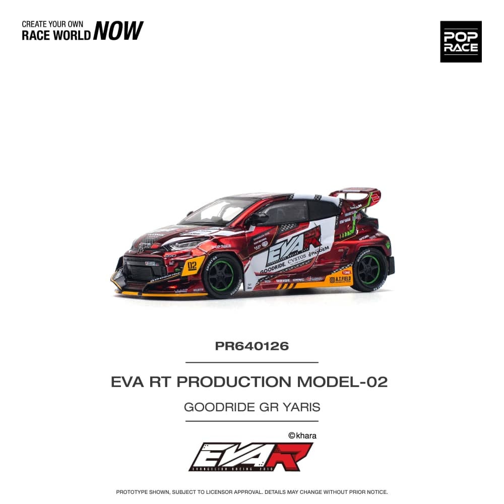 Pop Race 1/64 Toyota GR Yaris Pandem Rocket Bunny Modified Red EVA Goodride 2# Livery