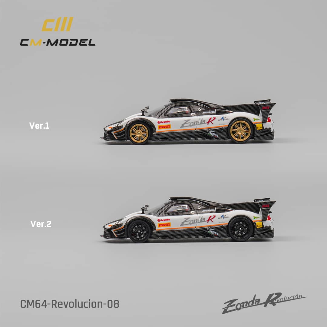 CM Model 1/64 Pagani Zonda R Evolucion Track Version - White Color with Race Stripes