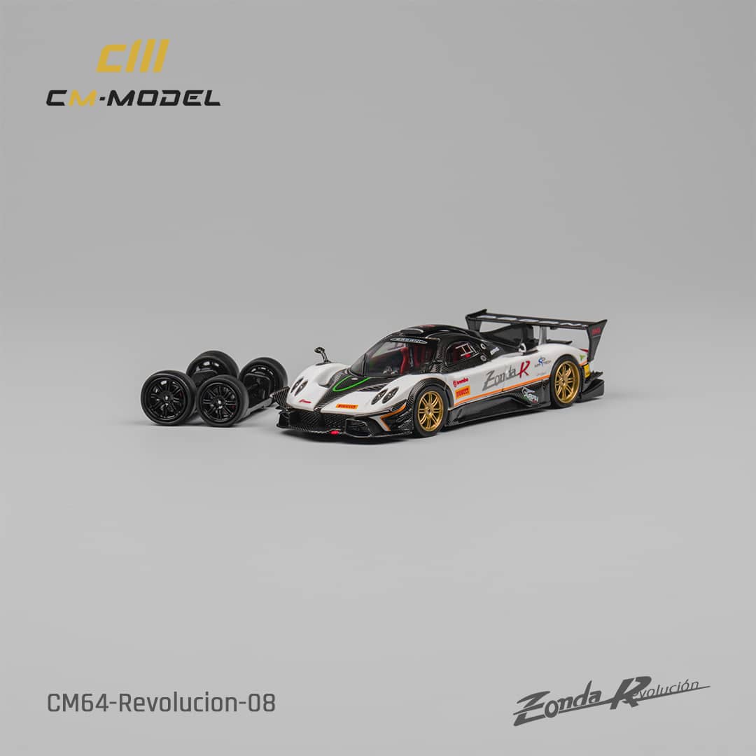 CM Model 1/64 Pagani Zonda R Evolucion Track Version - White Color with Race Stripes