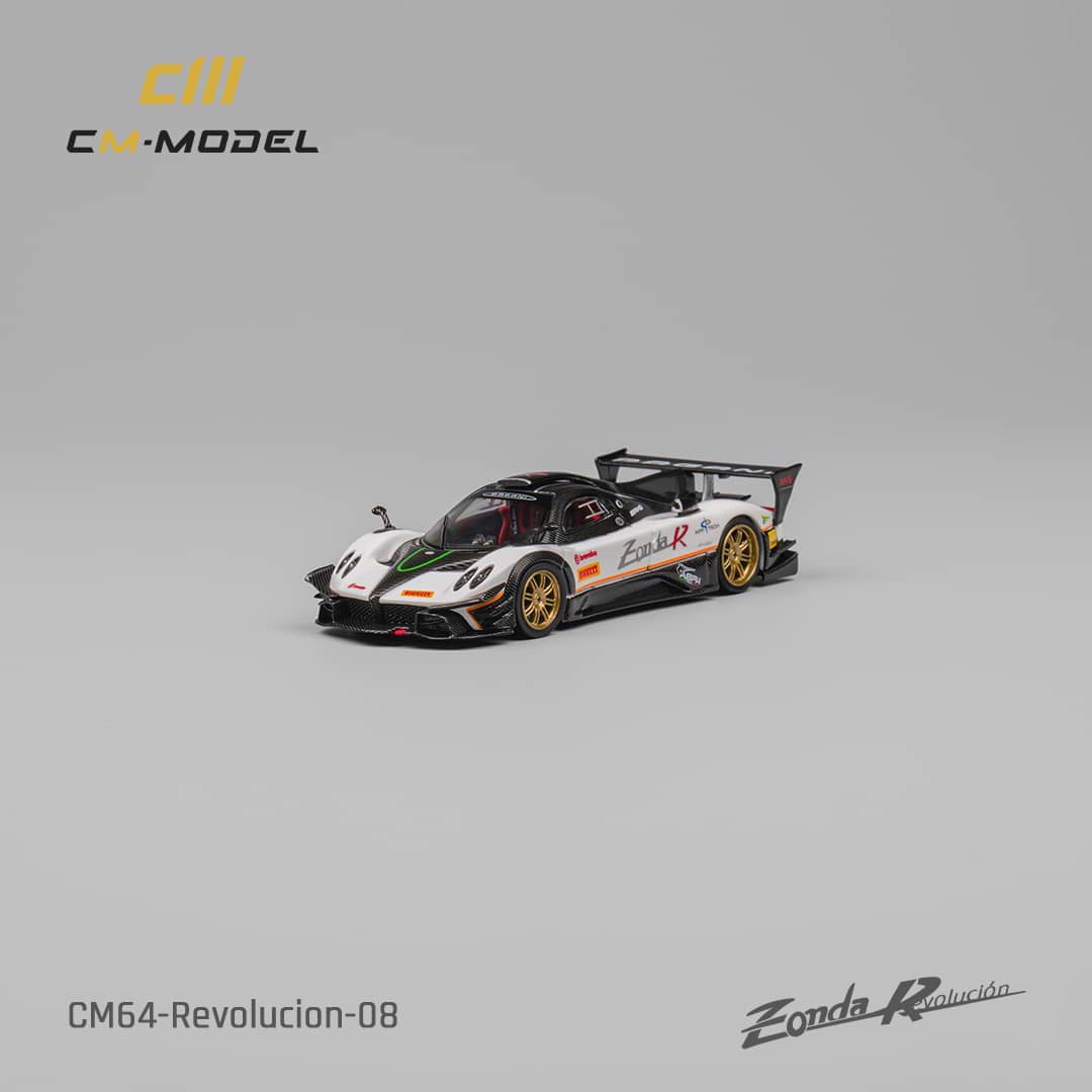 CM Model 1/64 Pagani Zonda R Evolucion Track Version - White Color with Race Stripes