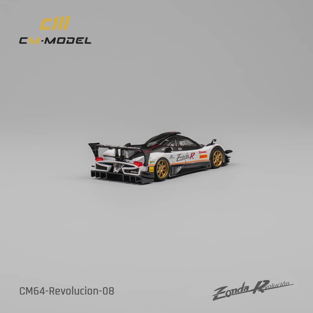 CM Model 1/64 Pagani Zonda R Evolucion Track Version - White Color with Race Stripes