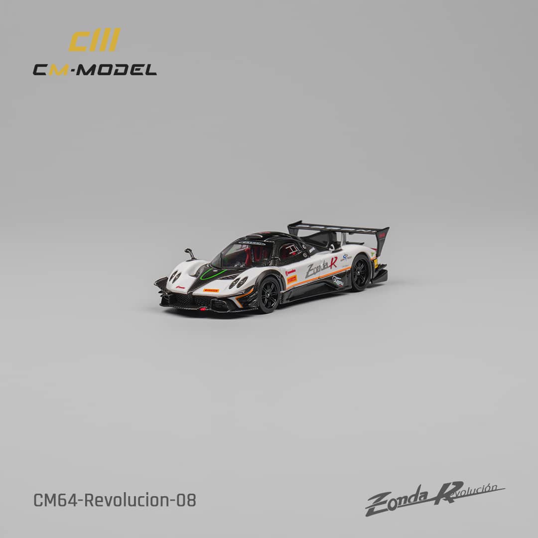 CM Model 1/64 Pagani Zonda R Evolucion Track Version - White Color with Race Stripes