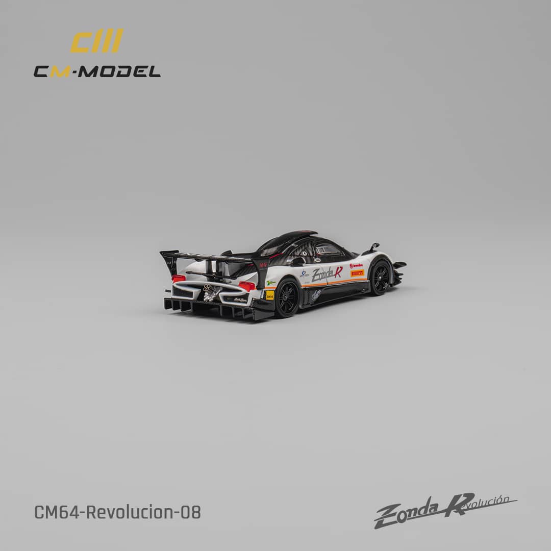 CM Model 1/64 Pagani Zonda R Evolucion Track Version - White Color with Race Stripes