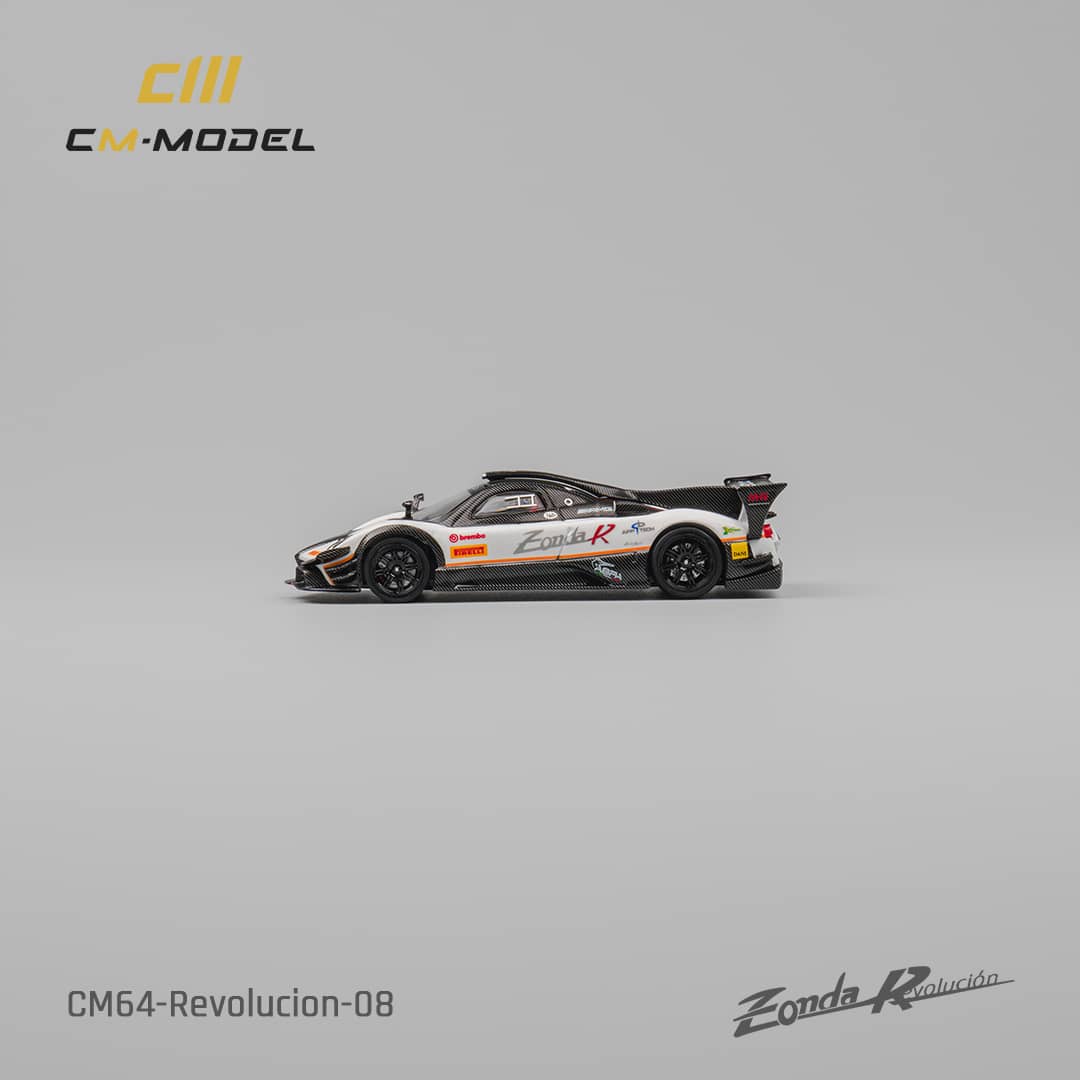 CM Model 1/64 Pagani Zonda R Evolucion Track Version - White Color with Race Stripes