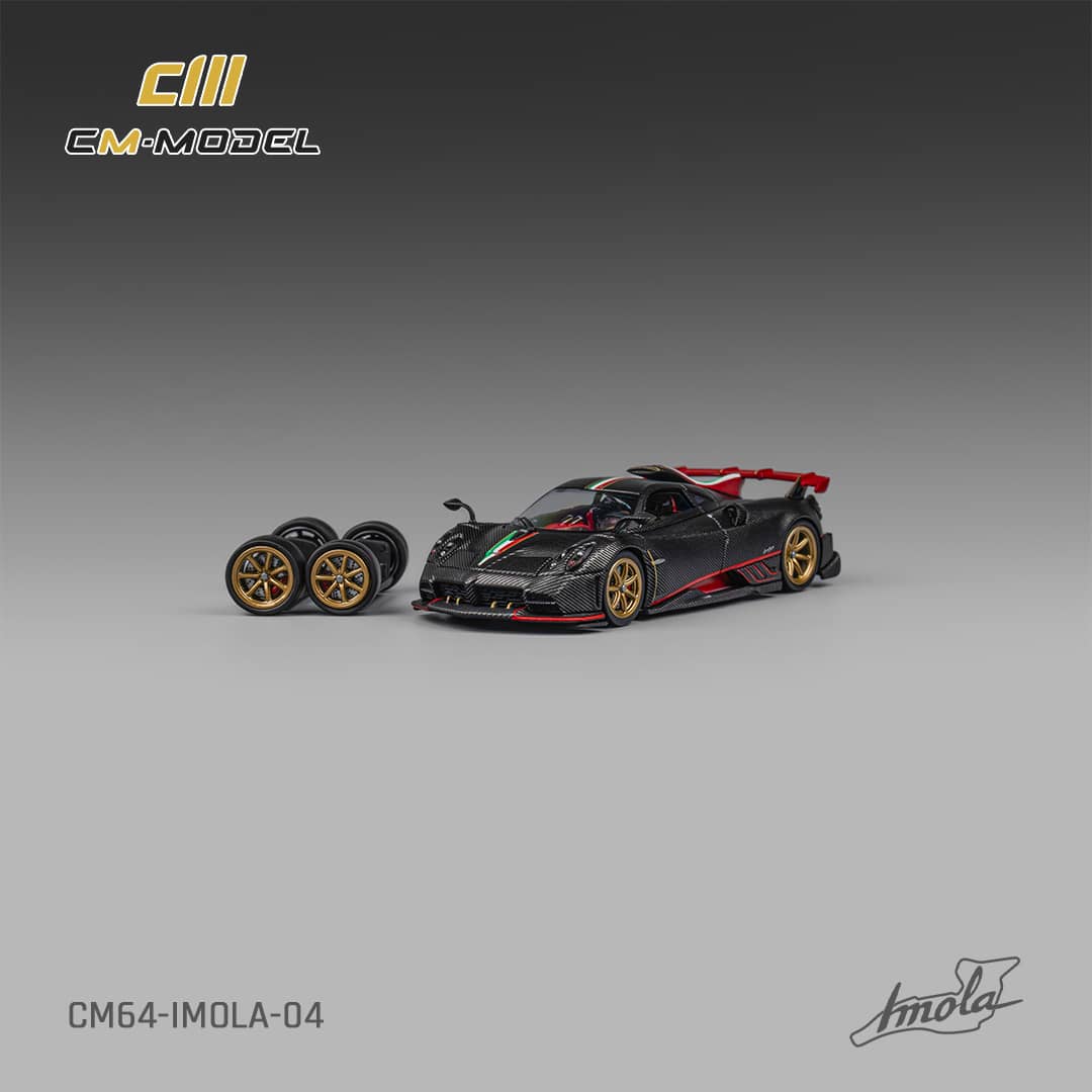 CM Model 1/64 Pagani Imola - Full Drycarbon Black with Italia Stripes