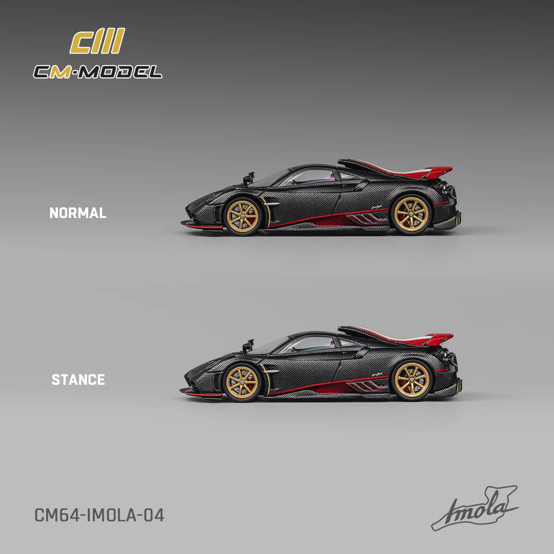 CM Model 1/64 Pagani Imola - Full Drycarbon Black with Italia Stripes