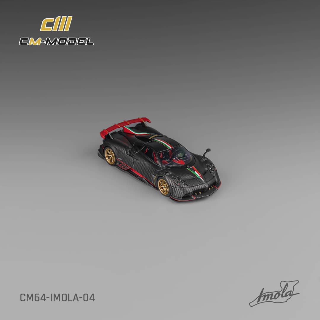 CM Model 1/64 Pagani Imola - Full Drycarbon Black with Italia Stripes