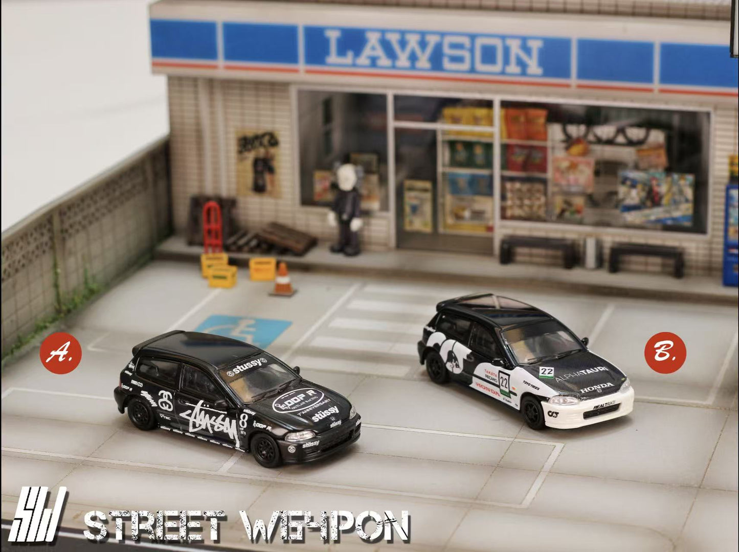 Street Weapon 1/64 Civic EG6 Stussy 8#/Redbull 22# Livery