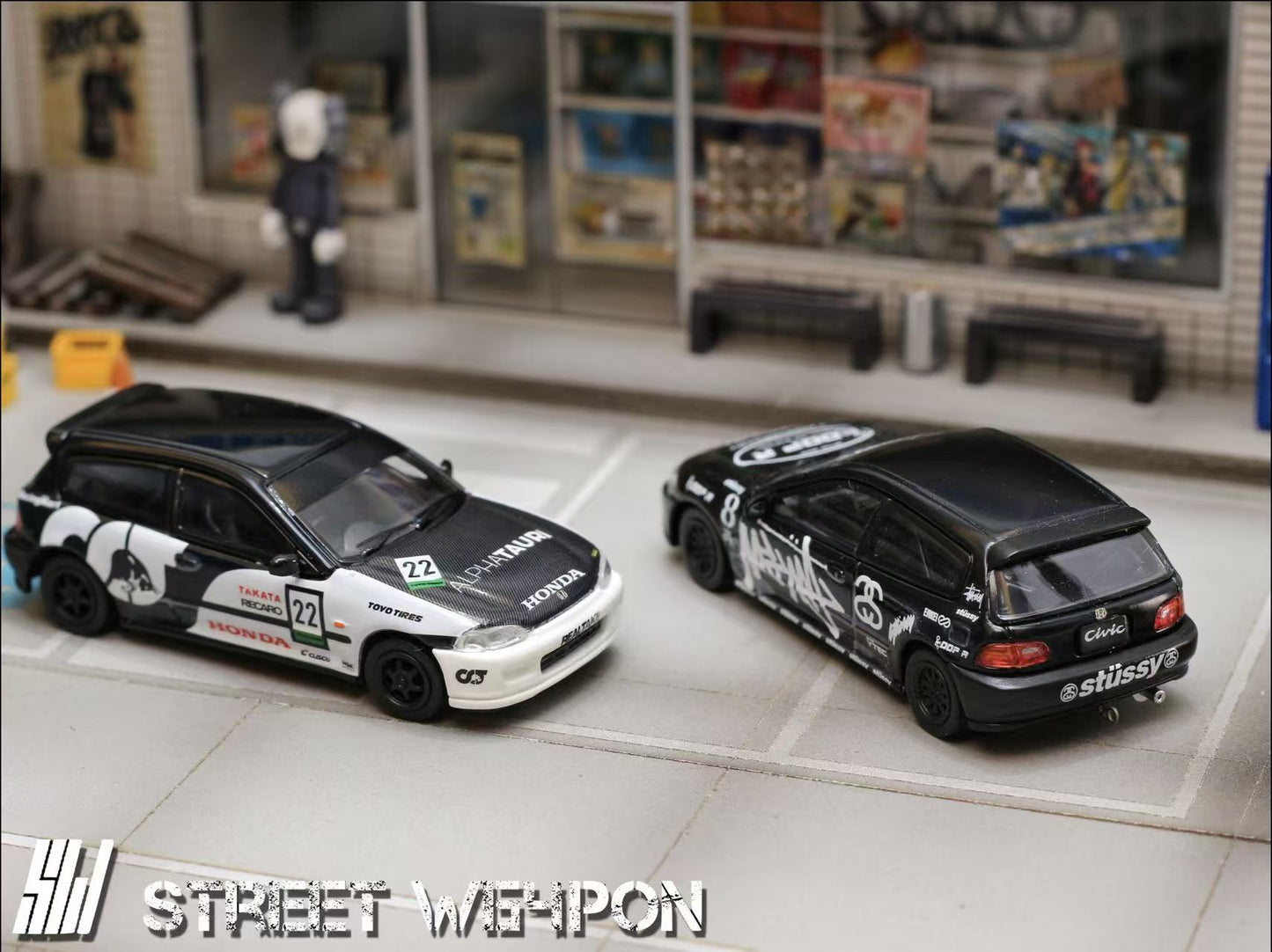 Street Weapon 1/64 Civic EG6 Stussy 8#/Redbull 22# Livery