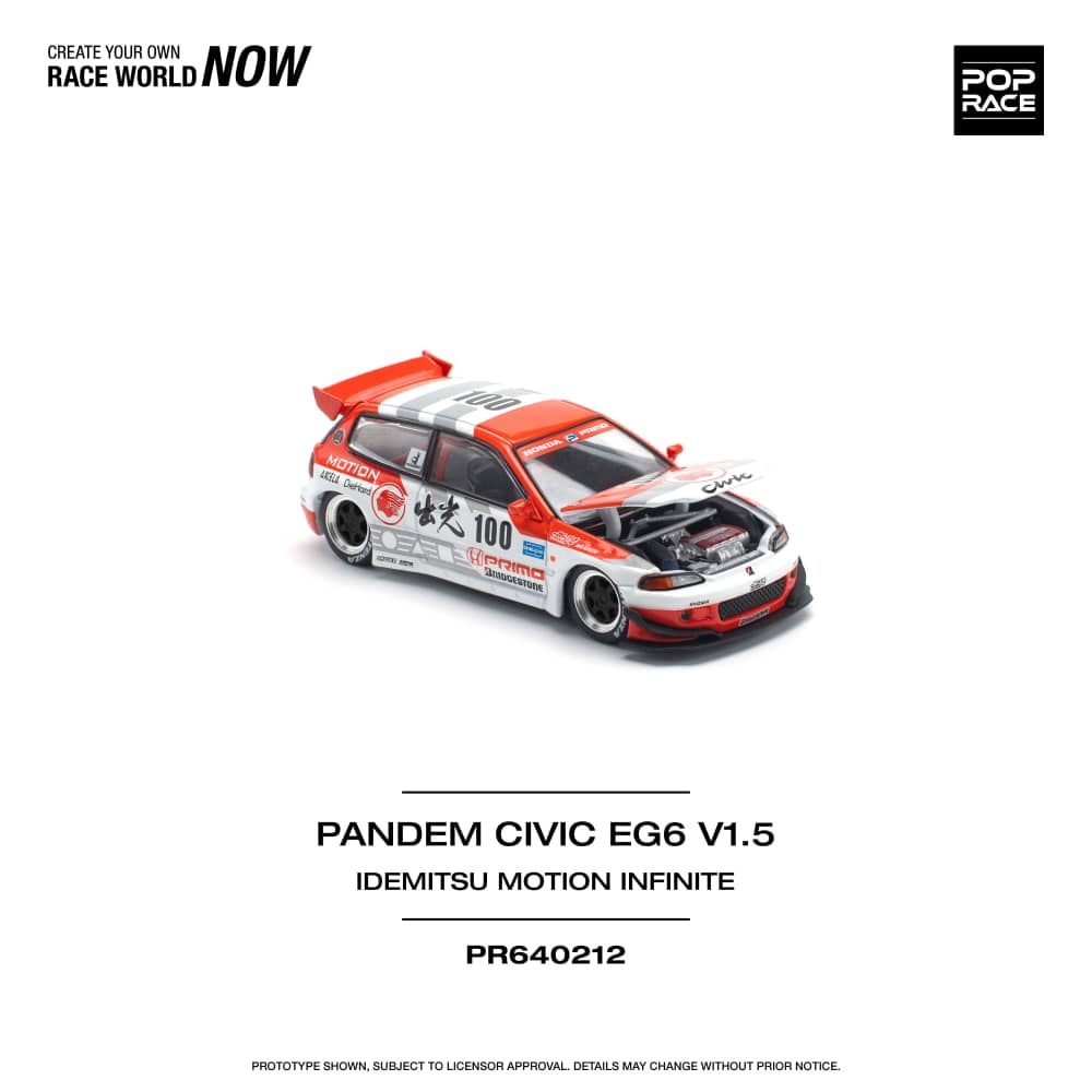 Pop Race 1/64 Pandem Civic EG6, Rocket Bunny Modified Idemitsu Motion 100#