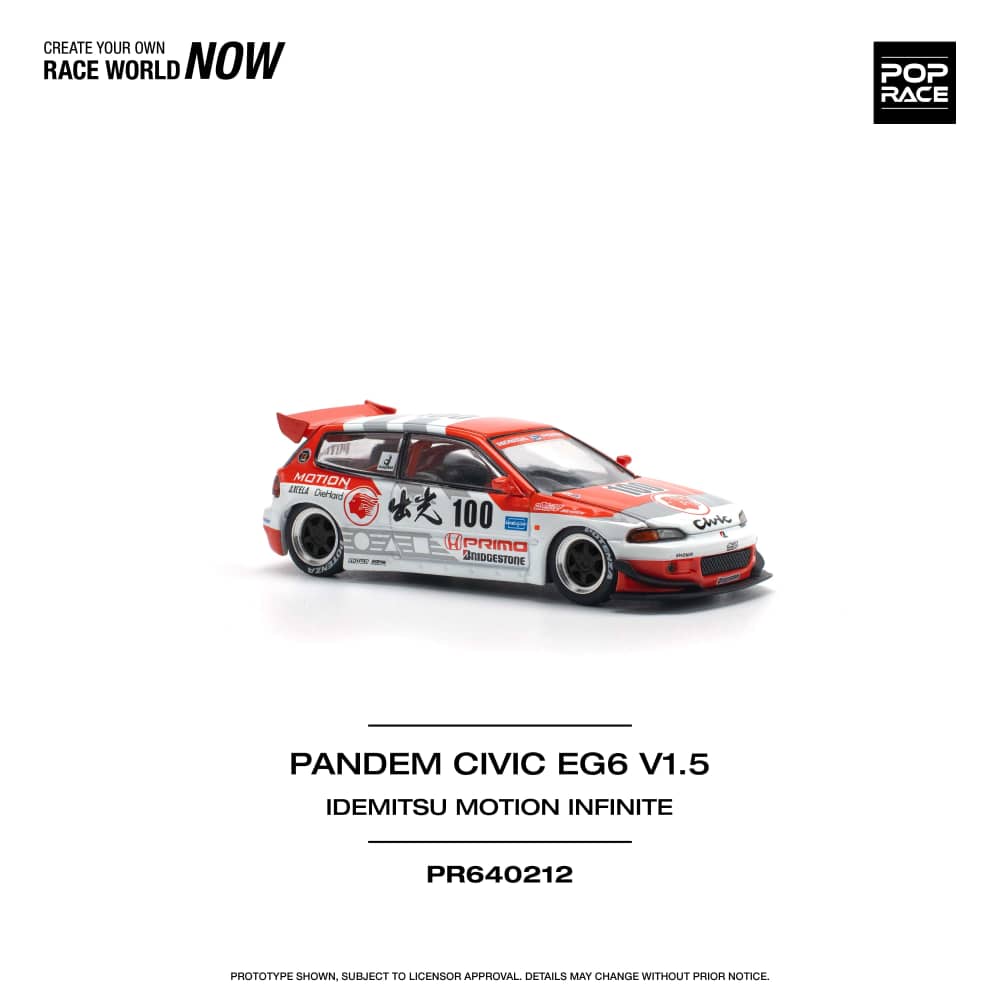 Pop Race 1/64 Pandem Civic EG6, Rocket Bunny Modified Idemitsu Motion 100#