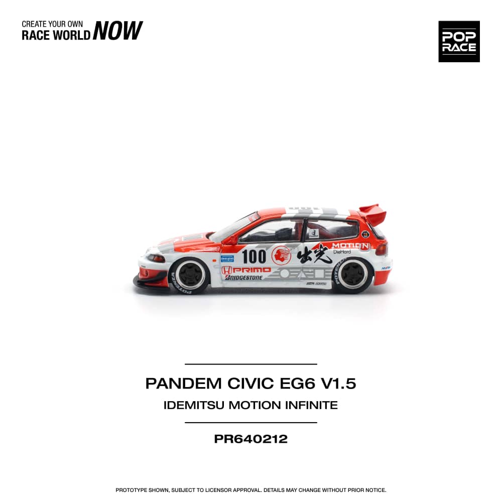Pop Race 1/64 Pandem Civic EG6, Rocket Bunny Modified Idemitsu Motion 100#