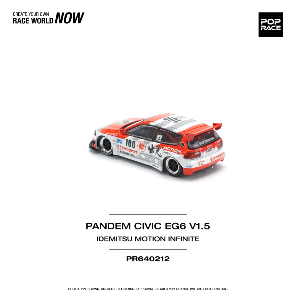 Pop Race 1/64 Pandem Civic EG6, Rocket Bunny Modified Idemitsu Motion 100#