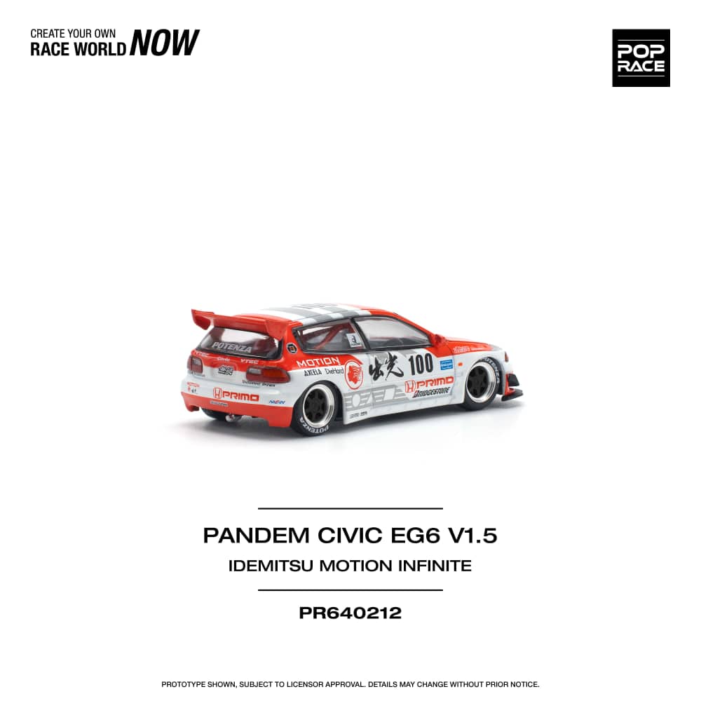 Pop Race 1/64 Pandem Civic EG6, Rocket Bunny Modified Idemitsu Motion 100#