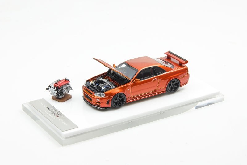 Motorhelix 1/64 Nissan Skyline GT-R, R34 Nismo Z-Tune Sunset Orange