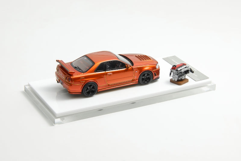 Motorhelix 1/64 Nissan Skyline GT-R, R34 Nismo Z-Tune Sunset Orange