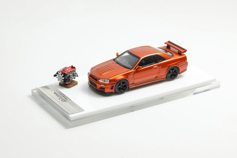 Motorhelix 1/64 Nissan Skyline GT-R, R34 Nismo Z-Tune Sunset Orange
