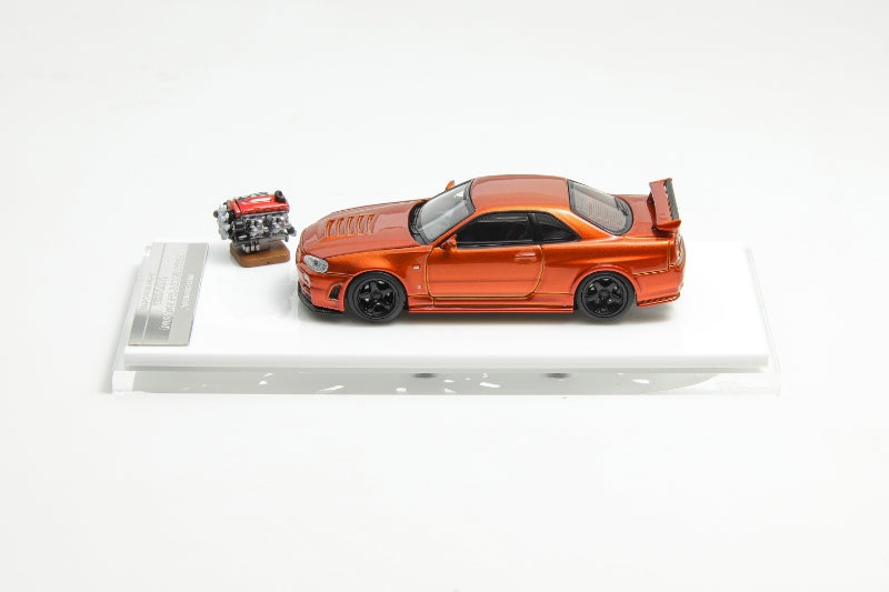Motorhelix 1/64 Nissan Skyline GT-R, R34 Nismo Z-Tune Sunset Orange